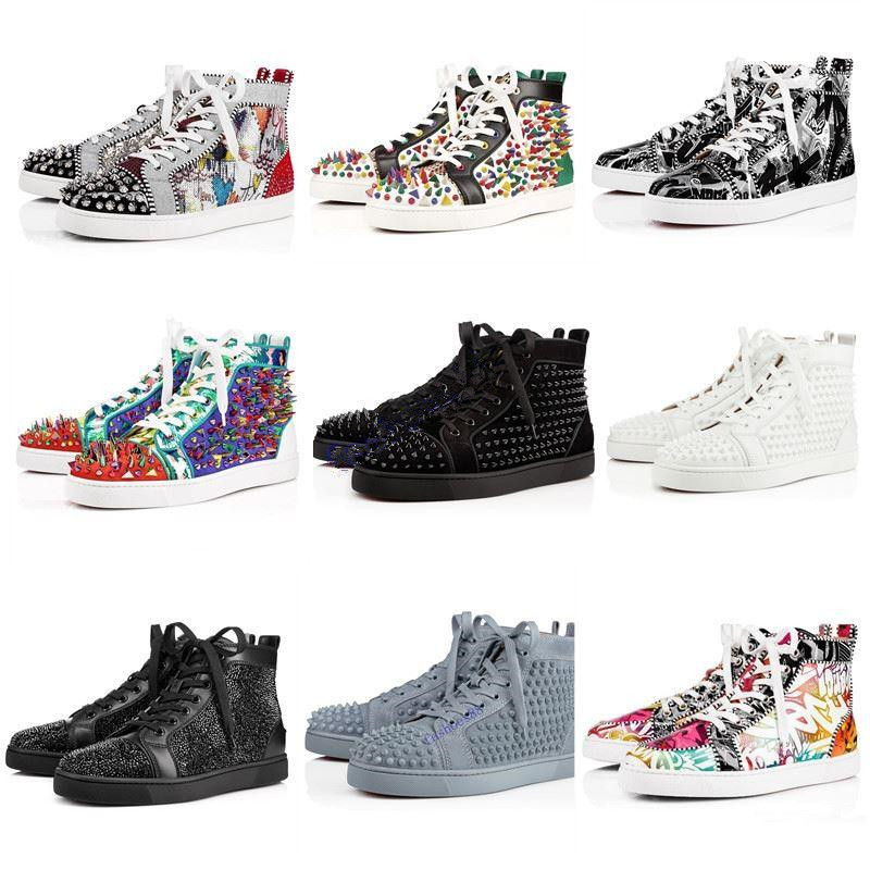 

Fashion Designer Luxury Red Bottoms Shoes Men Women Studded Spikes Platform Sneakers Vintage Genuine Leather Casual Rivet Sneaker 36-8, Colour1