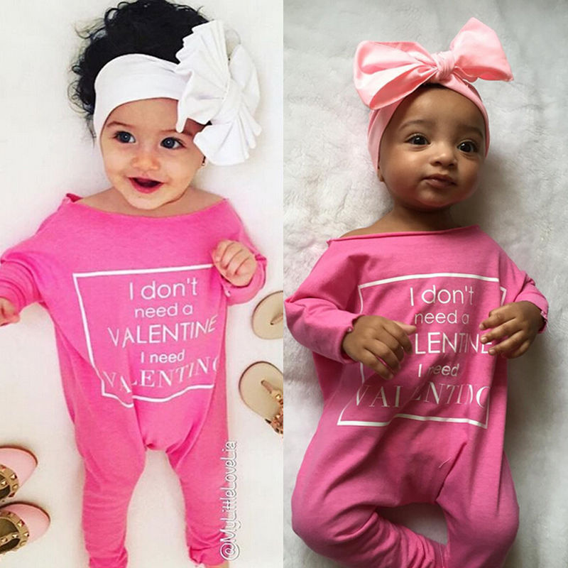 Emmababy Newborn baby girl pink romper Infant Kids Baby Girls cotton letter long sleeve spring Rompers Jumpsuit Clothes Outfits-image-470659846