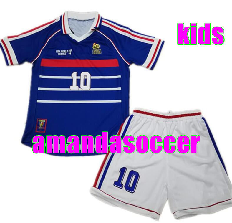 

1998 FRANCE 10 ZIDANE RETRO VINTAGE HENRY MAILLOT DE FOOT Thailand Quality soccer jerseys uniforms Football kids shirt, Pic colors