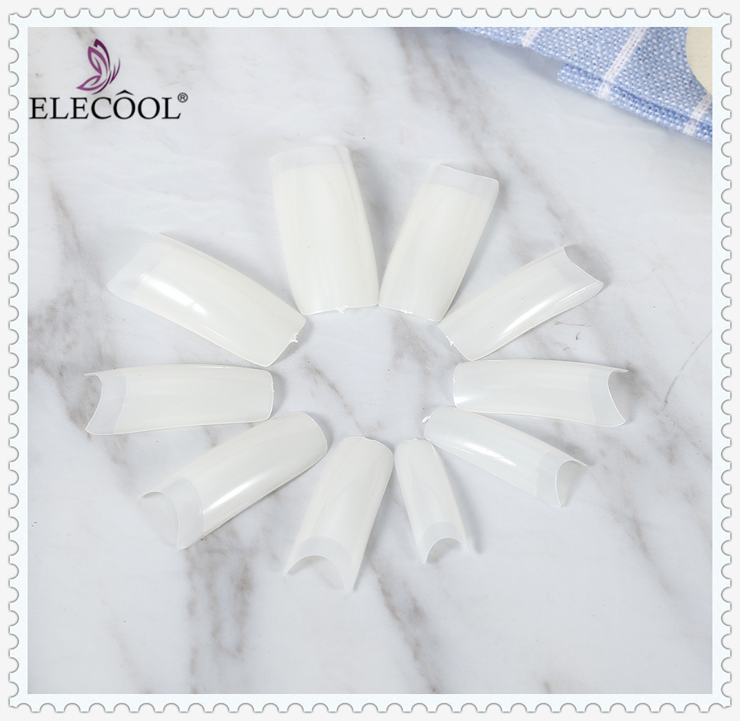 

ELECOOL 100 Pcs Nail Tips Natural French White Clear Beige Color Acrylic Artificial Fingernails False Nails Nail Art Decoration, Lavender