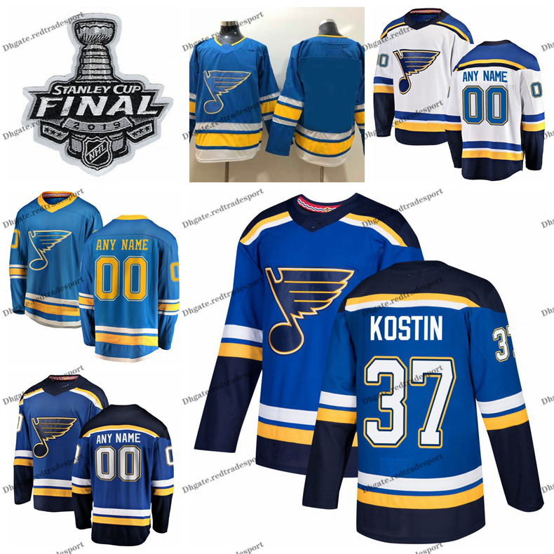 

2019 Stanley Cup Final Klim Kostin New Alternate St. Louis Blues Hockey Jerseys 37 Klim Kostin Home Blue Stitched Hockey Shirts -XXXL, Custom white