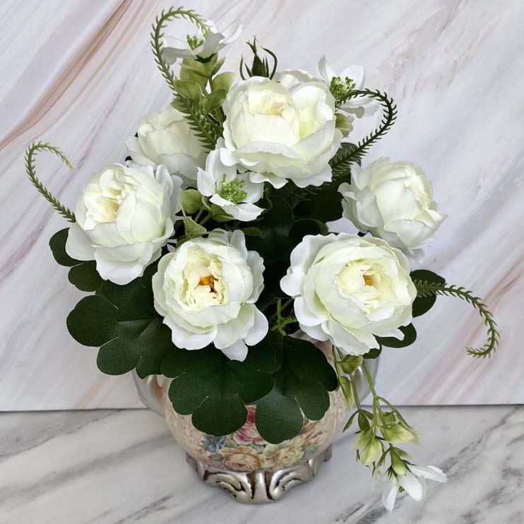 

30cm Length Artificial Rose Peony Flowers Gift Silk Fake Flower Bouquet for Home Office Decoration Wedding Party Decor 52839