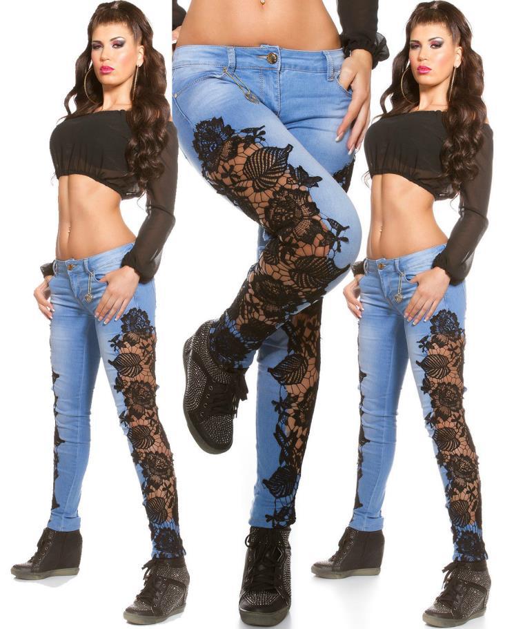 

Selling New Style European And American-Style Sexy Lace Porous Lace Jeans 2744, White lace up