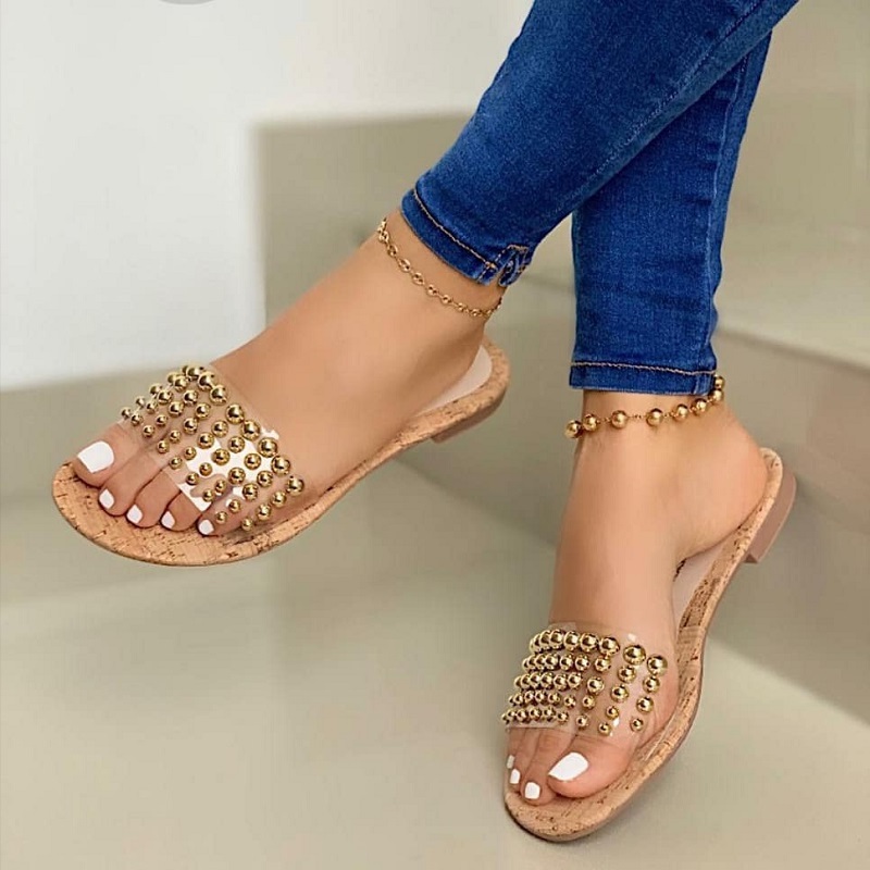 

Slippers Summer Women Flat Beach Ladies Shoes Transparent Jelly Sandals Open Toe Clear Slides Roman Flip Flops Zapatos Mujer, Black