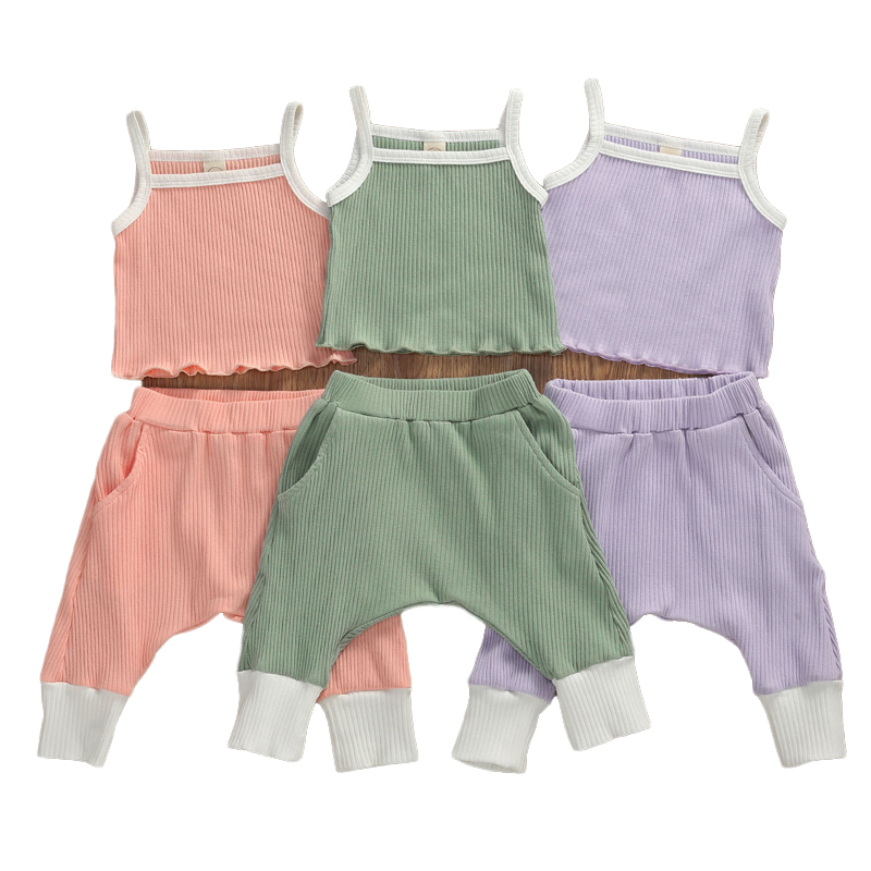 

Summer Newborn Baby Girl Clothes Set Vest Top + Harem pants Cotton Solid Casual Comfort Outfit, Green