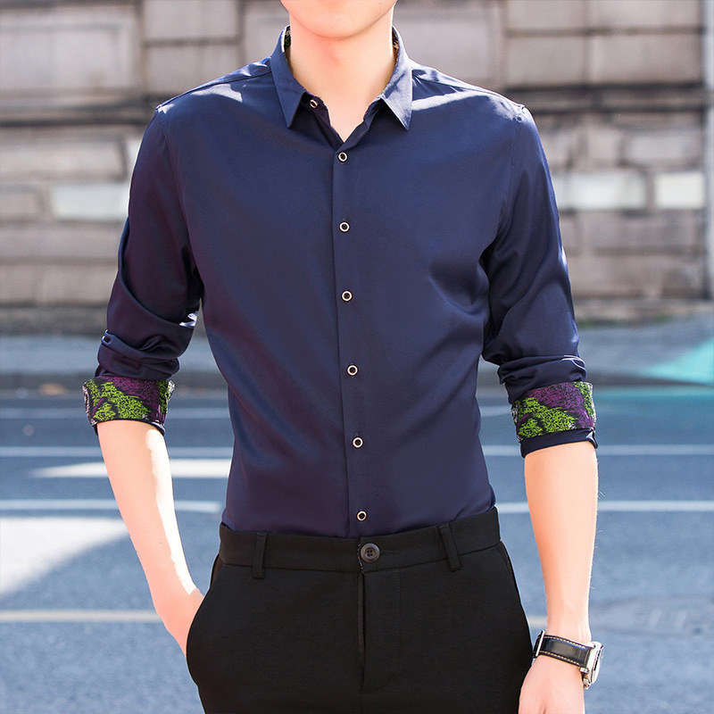 

Men's Long Sleeve Shirt Youth Business Casual Shirt Slim Fashion Joker Simple Multicolor Optional, Photo color