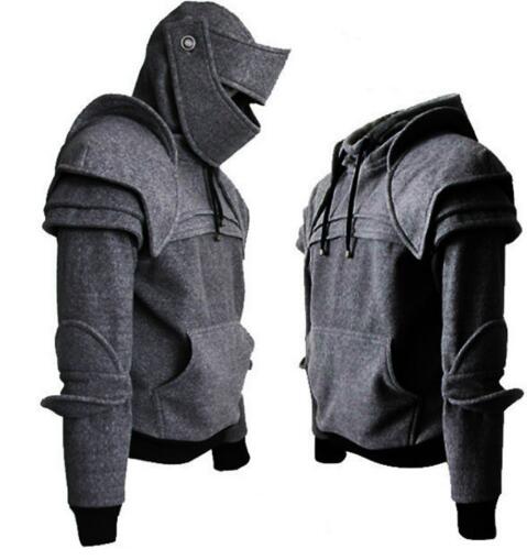 

Face Mask Knight Hoodies Autumn And Winter Warm Solid Color Pullover Casual Long Sleeve Bike Wind Winter wind- and sand- Hoodies, Black