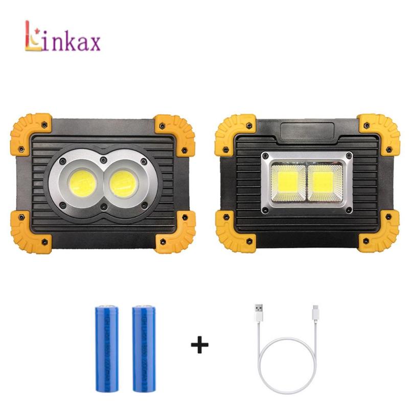 

COB Led Portable Spotlight Super Bright Led Work Light Rechargeable for Outdoor Camping Lampe by 18650