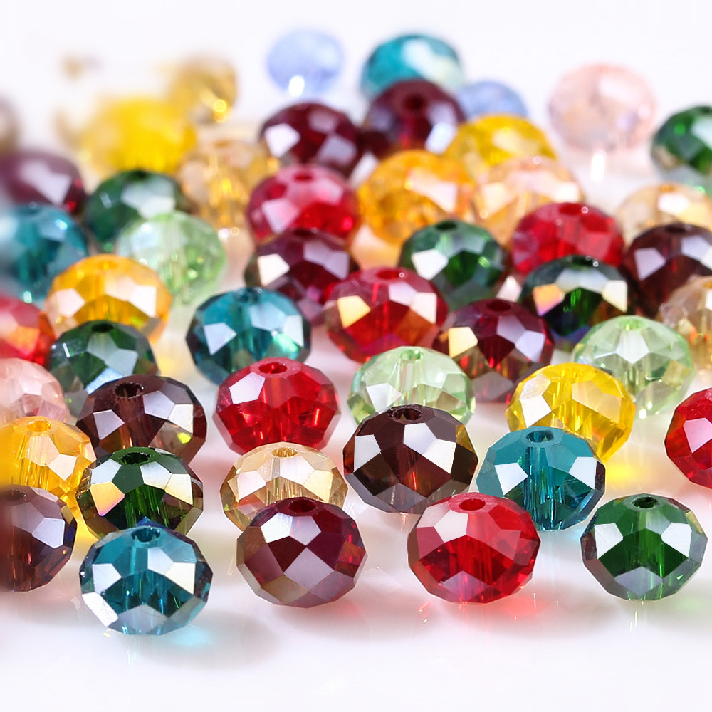 7x vidrio noble esmerilado perlas faceteados perlas facetada 7x10mm marrón abalorios