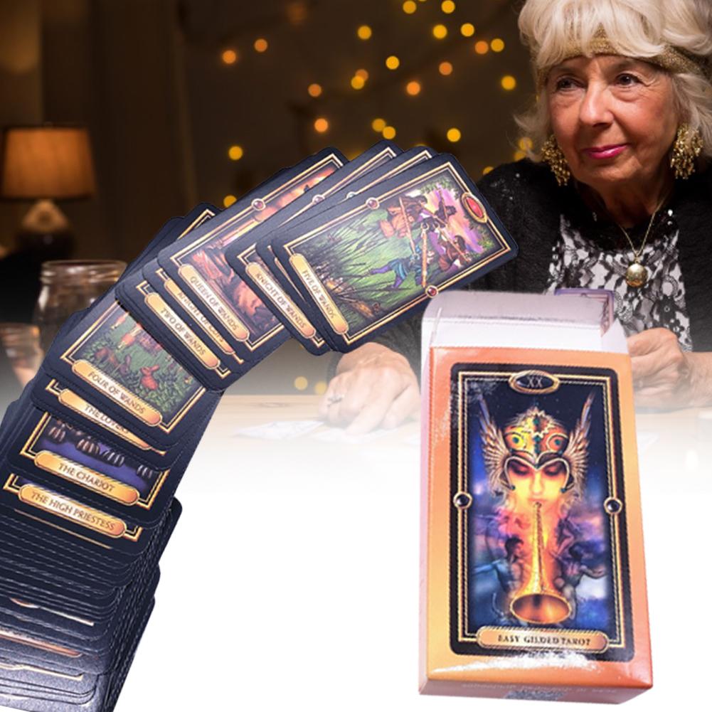 

Tarot Cards Easy Gilded Tarot Oracle Card Full English Fate Divination Card with PFD Guidebook Classic Board Game Toys