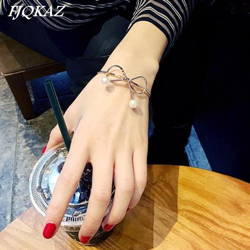 

Korean style ladies bow open glossy bracelet trendy jewelry gift