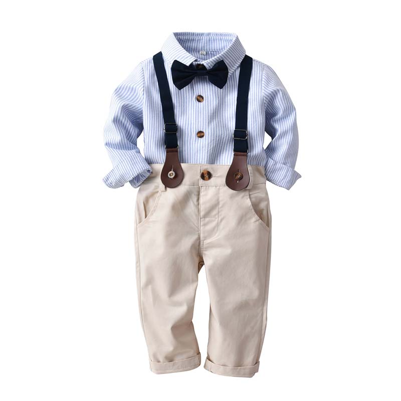 Enfants garçons garçon garçon vêtement ensembles de vêtements de bébé Chemise à rayures + bretelles Pantalon costume Outfits bébé A2239