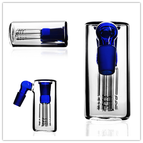 

45 Degree Filter Blue Arm Tree Perc Ash Catcher 14mm Thick Ashcatcher Percolator Glass Ash Catcher Free Shipping