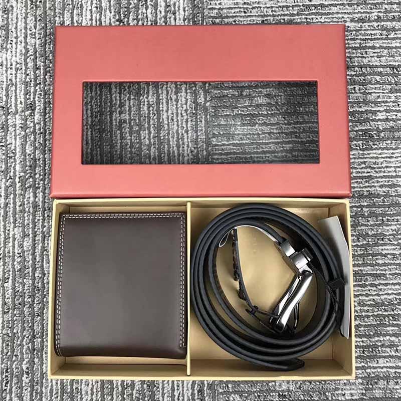 

Code 423 Famous Brand Genuine Leather Men Wallet Belt set Designer Man Short Fashion Man Purse With Coin Pocket Card Holders High Quality, Black