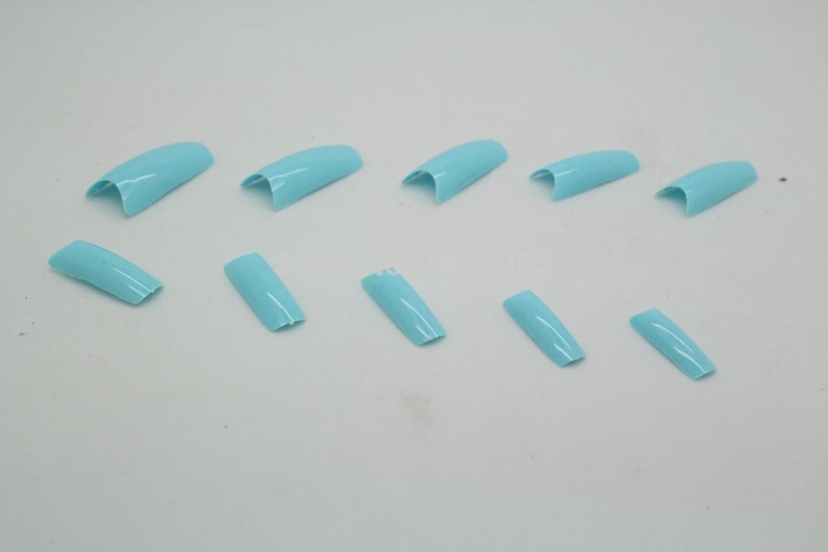 

False Fake Acrylic Nails Half Artificial Grape blue Tips Nail Art Sale French Style