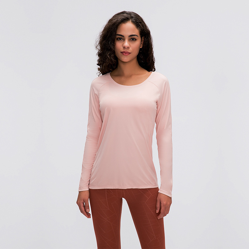 

AFK-LU 016 yoga outfits tank tops long sleeve slim breathable skinful quick dry thin shirts gym clothes women t-shirt, Black