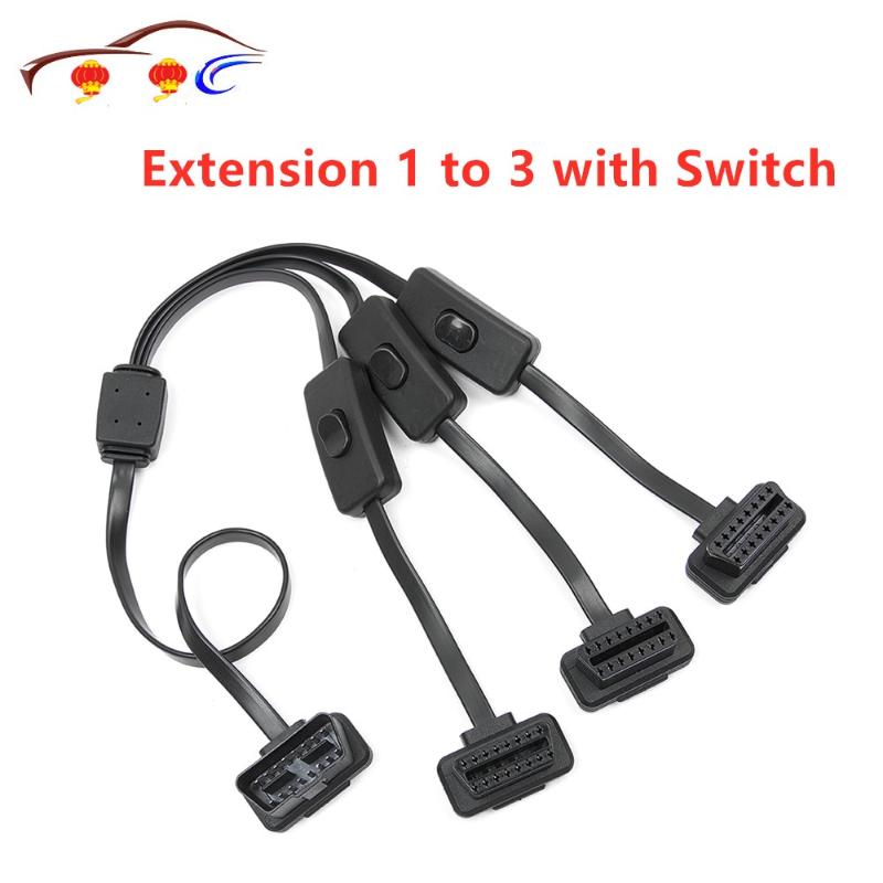 

Elm327 OBD 2 Splitter Extension 1 to 3 with Switch Y Cable Male Three Port To Female for ELM327 Auto Diagnostic Scanner Tool