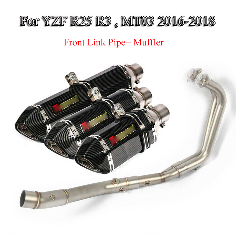 

YZF R25 R3 Motorcycle Whole Set Pipe Front Header Pipe + Exhaust System Muffler Slip On For R3 R25 MT03 Escape 2016-2018