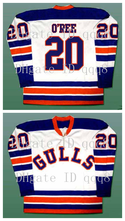 

San Diego Gulls Jersey 20 Willie O'Ree White 100% Stitching Custom Hockey Jerseys, Black;red