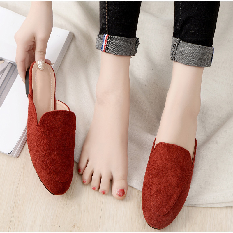

New Women Soft Suede Leather Woman Causal Comfort Female Fashion Plus Size Dropshipping Women's Mules Ladies Elegant Slippers, Black