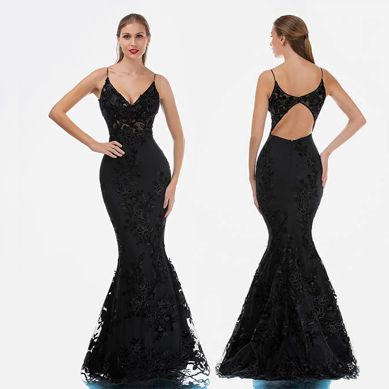 

Modest Elegant Nina Canacci Mermaid Prom Dress Spaghetti Sleeveless Hollow Lace Applique Party Dress Sweep Train robes de soirée, Red