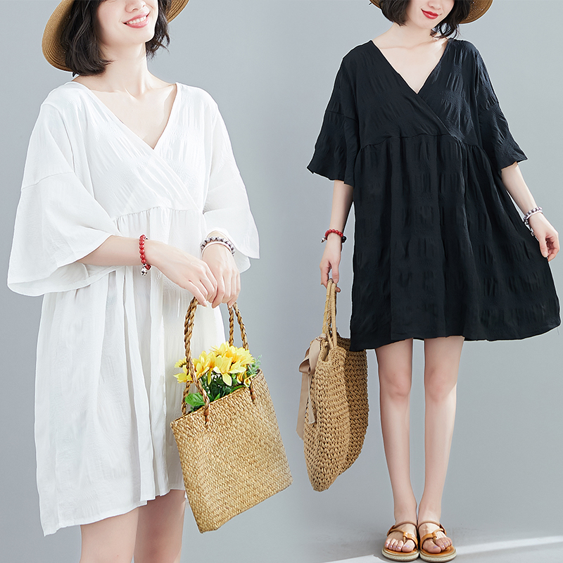 

2020 New Arrive Summer Maternity Dress Woman Cute V-Neck Large Size Dresses Pregnant Woman Clothing MD-02419, Black
