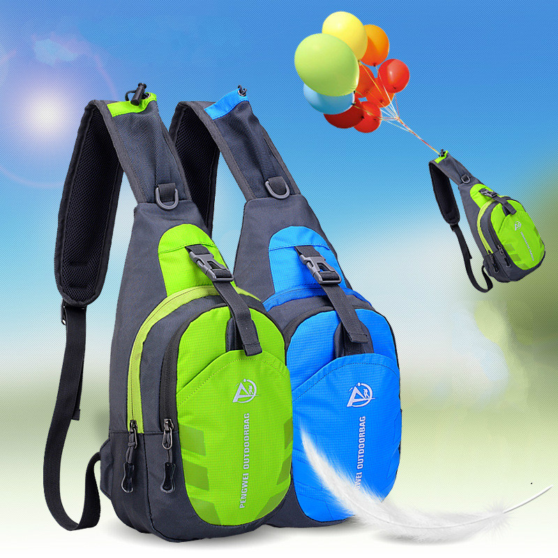 

Men Women Outdoor Bags Waterproof Nylon Shoulder Bag Sport Leisure Pockets Chest Bags Unisex Design Crossbody Jogging Bag, Red