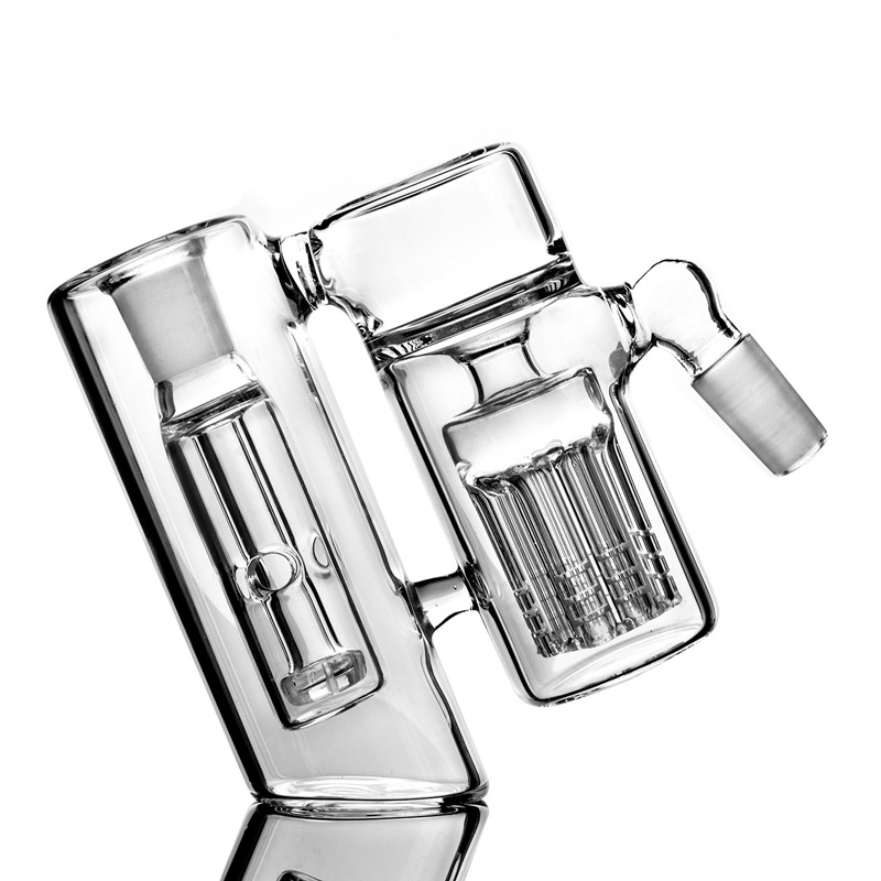 

In Stock Clear Blue Small Thick Glass Ashcatcher Bong 14mm 18mm Ash Catcher Right Angle For Glass Pipe Water Bong