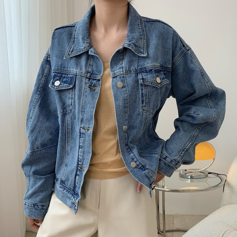 

EWQ][EWQ] 2020 Autumn new long sleeve Simple and fashionable ladies coat plus size casual ladies trendy clothing, Denim blue
