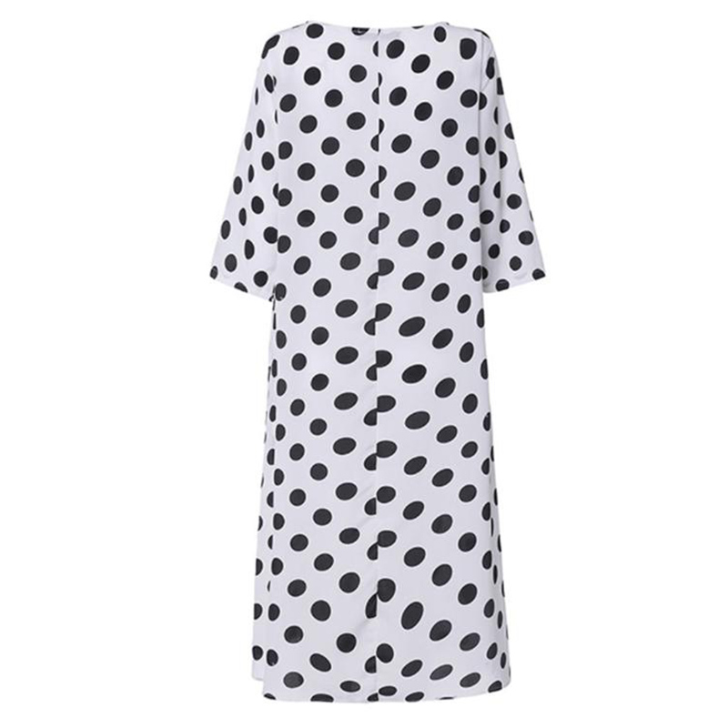 

Womens Dress Beach Summer Kaftan Fashion Party Crew Neck Casual Polka Dots A Line Maxi Loose, Red