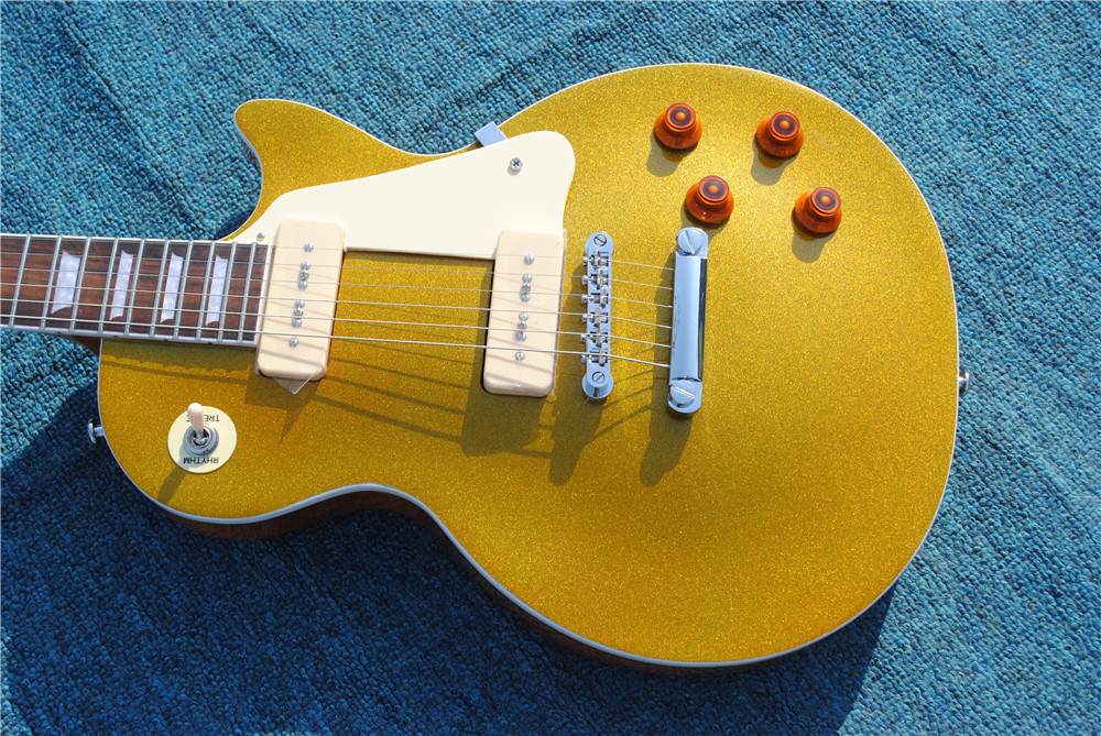 Livraison gratuite New lp standard 1956 Guitare électrique goldtop en acajou massif corps et cou en or