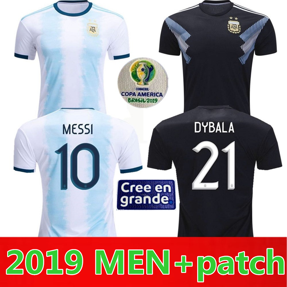 

2019 Copa America Argentina home away soccer Jersey MESSI DYBALA DI MARIA AGUERO HIGUAIN soccer shirt home national team Football jersey, Away+copa america patch