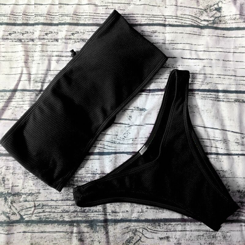 

new solid color retro bikini brazilian swimsuit ladies bikini suit strapless swimwear female designer swimsuit