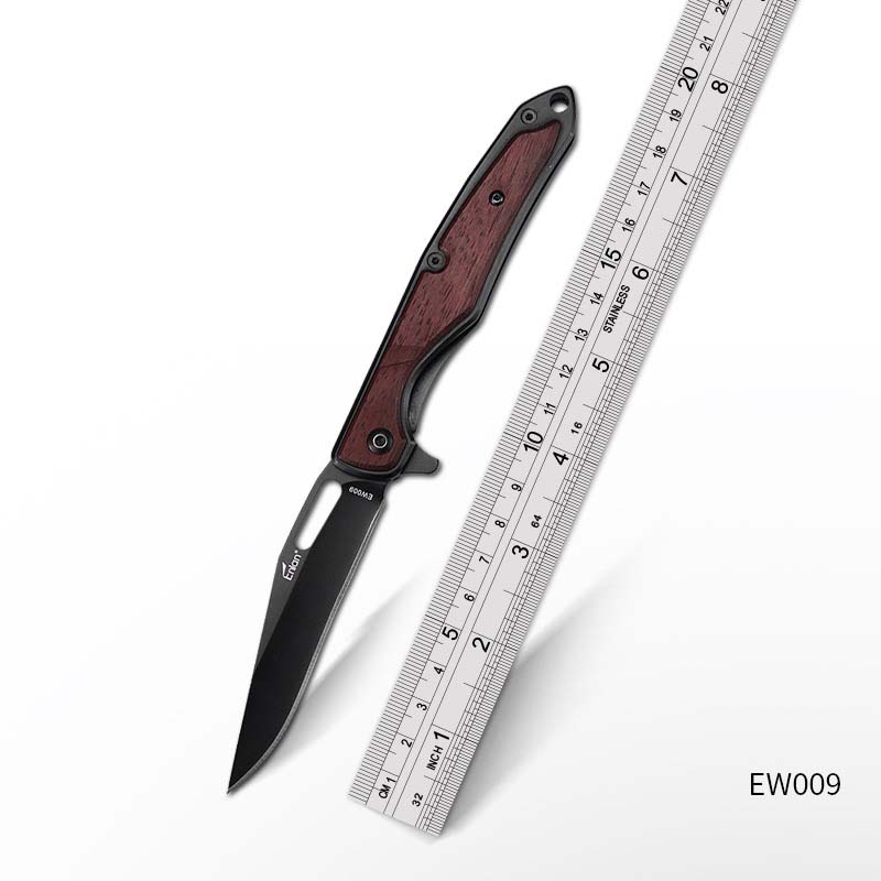 

NEW TOP GRADE OEM Enlan EW009 folding knife 8CR13 blade black wood handle 58-60 hardness camping outdoor pocket EDC tools wholesale price