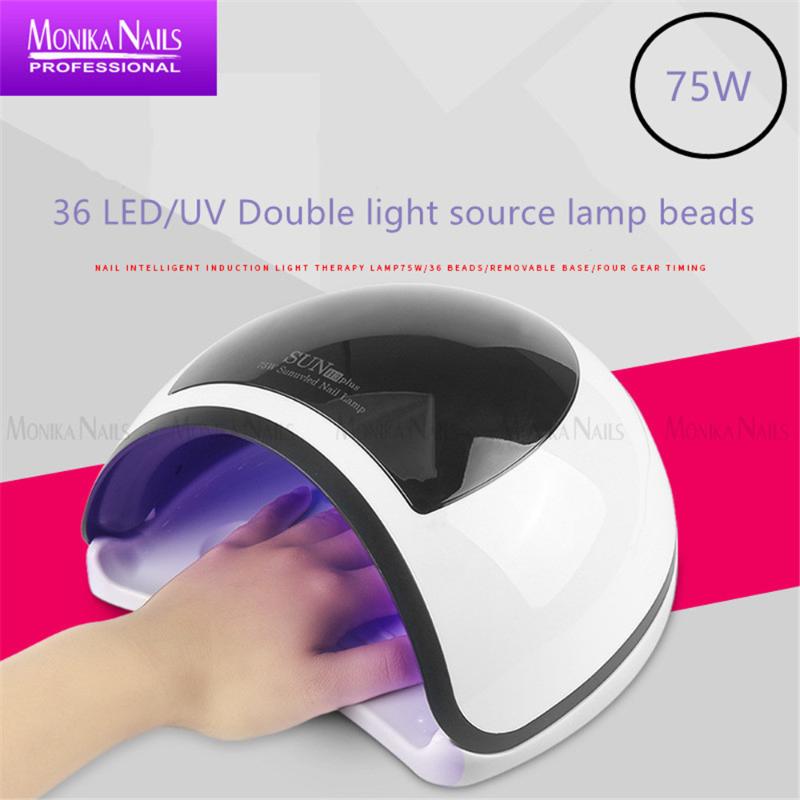 

75W Nail Lamp Infrared intelligent induction 39 LED/UV Double light source lamp beads Dry quickly and efficiently, White