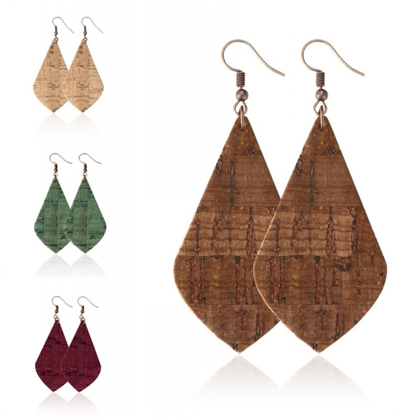 

35cm retro pu leather earrings for women unique design doublesided wood grain earrings party geometric earrings christmas presents