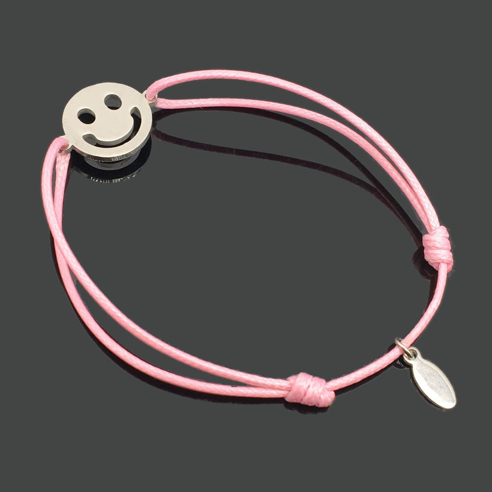 

Smiling Face Stainless Steel Rope Bracelet Popular Can Adjust Rope Bracelet Card Bracelet