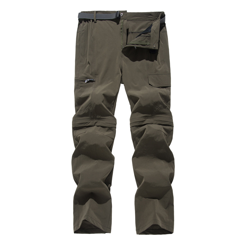 

New Summer Removable Overalls Men's Outdoor Quick-drying Pants Elastic Breathable Women's Pants Hiking Fishing, Army green