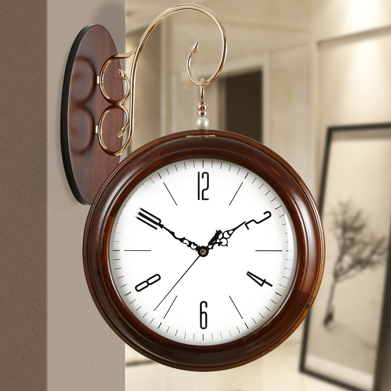 

European Double Wall Clock Living Room Clock Modern Simple Fashion Wall Household Nordic Wood BB50WC
