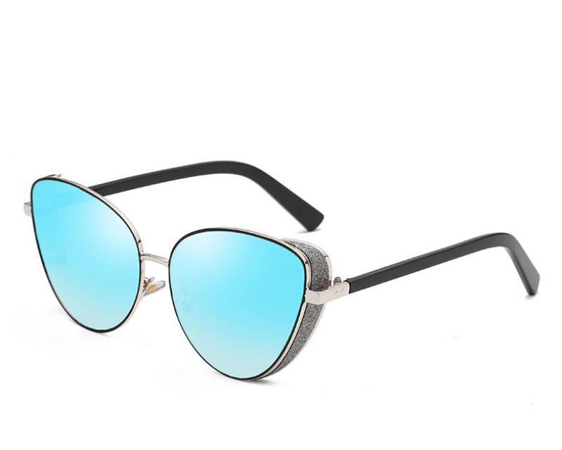 

Womens Oversized Cat Eye Rhinestones Sunglasses Flat Mirror Metal Frame Glasses Outdoor Eyewear 5122