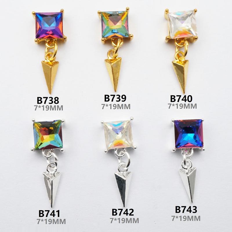 

10pcs golden and silver metal Nail art Jewelry Long pendant Nail art decoration alloy accessories ornaments