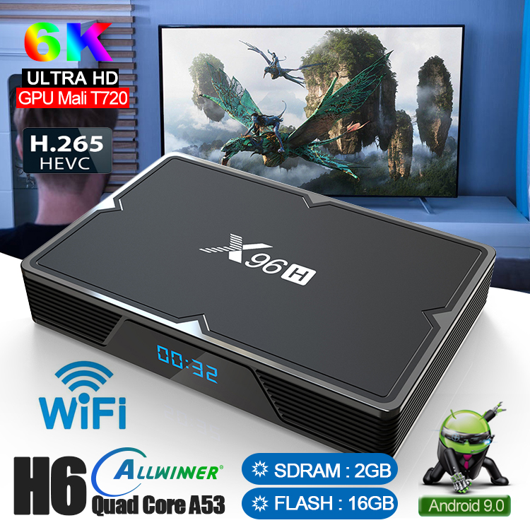 

X96H Allwinner H603 Chipset 6K Android 9.0 TV Box with Dual HD Support Youtube WIFI Bluetooth Set Top Receiver