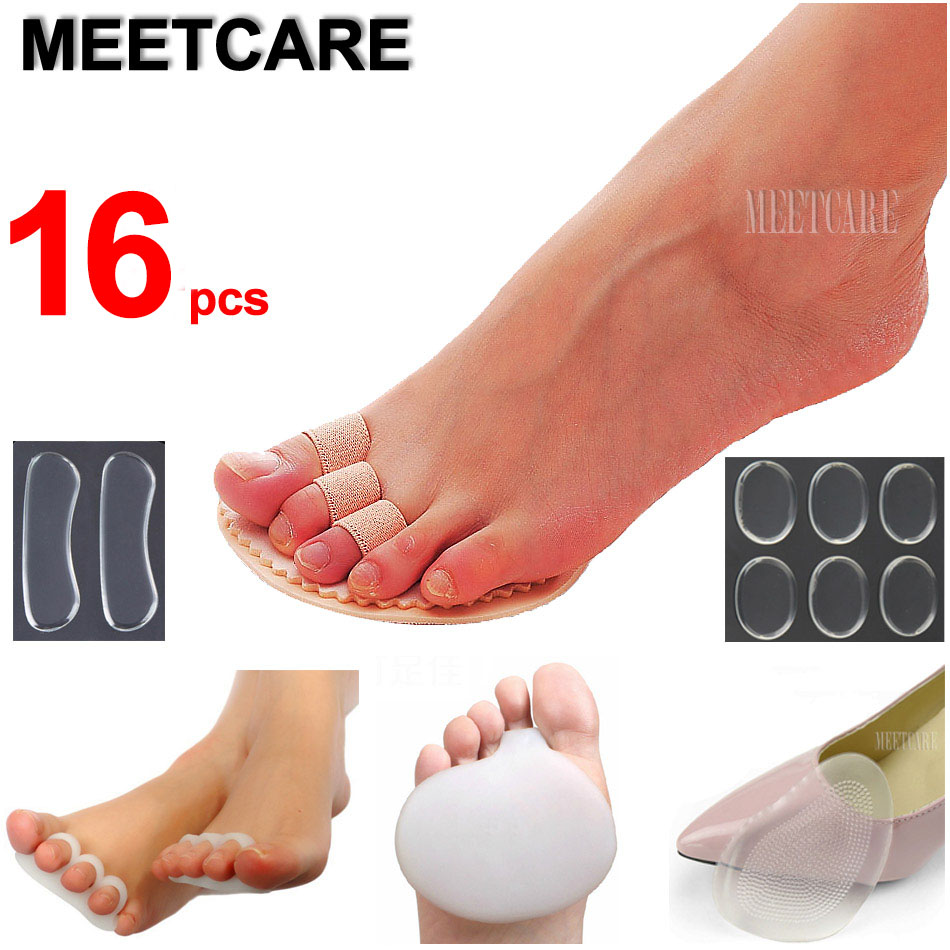16 Pieces Toes Overlap Hammer Correction Heel Pad Soft Bunion Splint Corrector Forefoot Mat for Hallux Valgus Tacones Foot Care-image-564059424