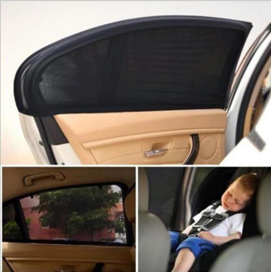 

2Pcs Car Sun Visor Rear Side Window Sun Shade Mesh Fabric Sun Visor Shade Cover Shield UV Protector Black Auto Sunshade Curtain
