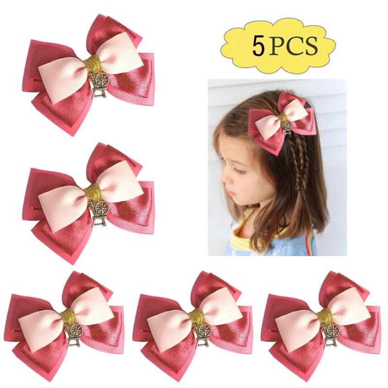 

free shipping 5pcs 4.5-5'' sleeping Princess Bow Sparkle Hair Bow inspired character girl hair accessories, 2020sp32604
