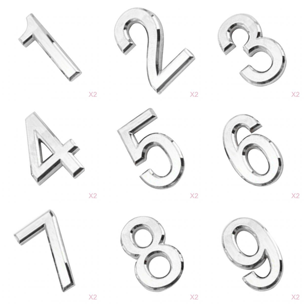 

18Pcs 1-9 Silver House 3D Number Plaque Digit Stickers Sign For Door Mailbox