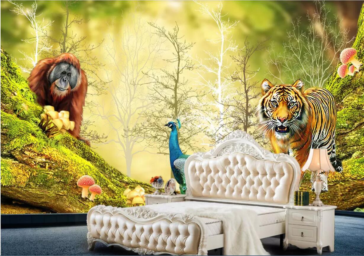 

3d wallpaper custom photo mural HD cartoon animal woods background wall decorative painting wall art canvas pictures wallpaper for walls 3 d, Non-woven fabric
