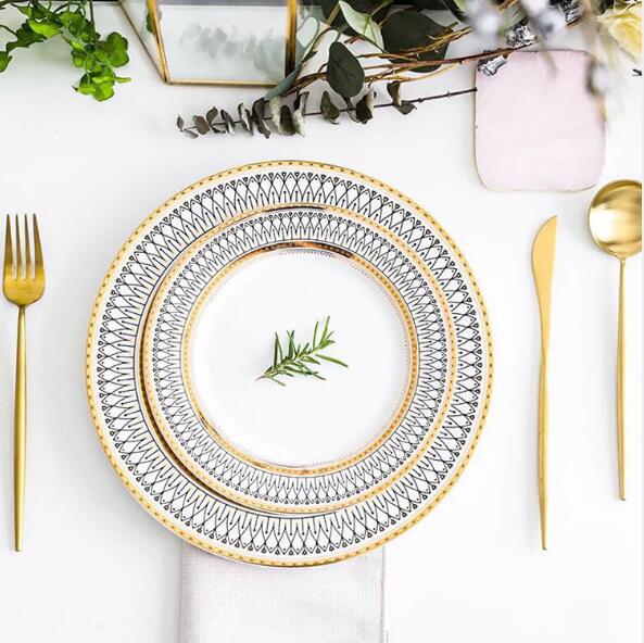 Steak cake dessert plate banquet plates European western food plate English ceramic plate dry fruit plates-image-517067659