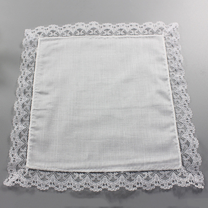 

25cm White Lace Thin Handkerchief 100% Cotton Towel Woman Wedding Gift Party Decoration Cloth Napkin DIY Plain Blank Handkerchief DBC BH2669