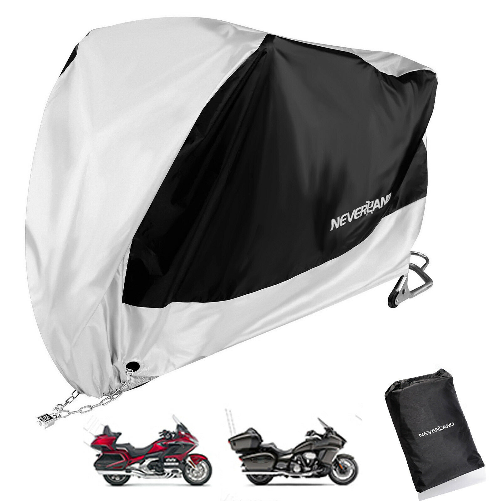 

XXXL Black&Silver Motorcycle Cover For Honda Goldwing GL1800 1500 1200 1000 1100